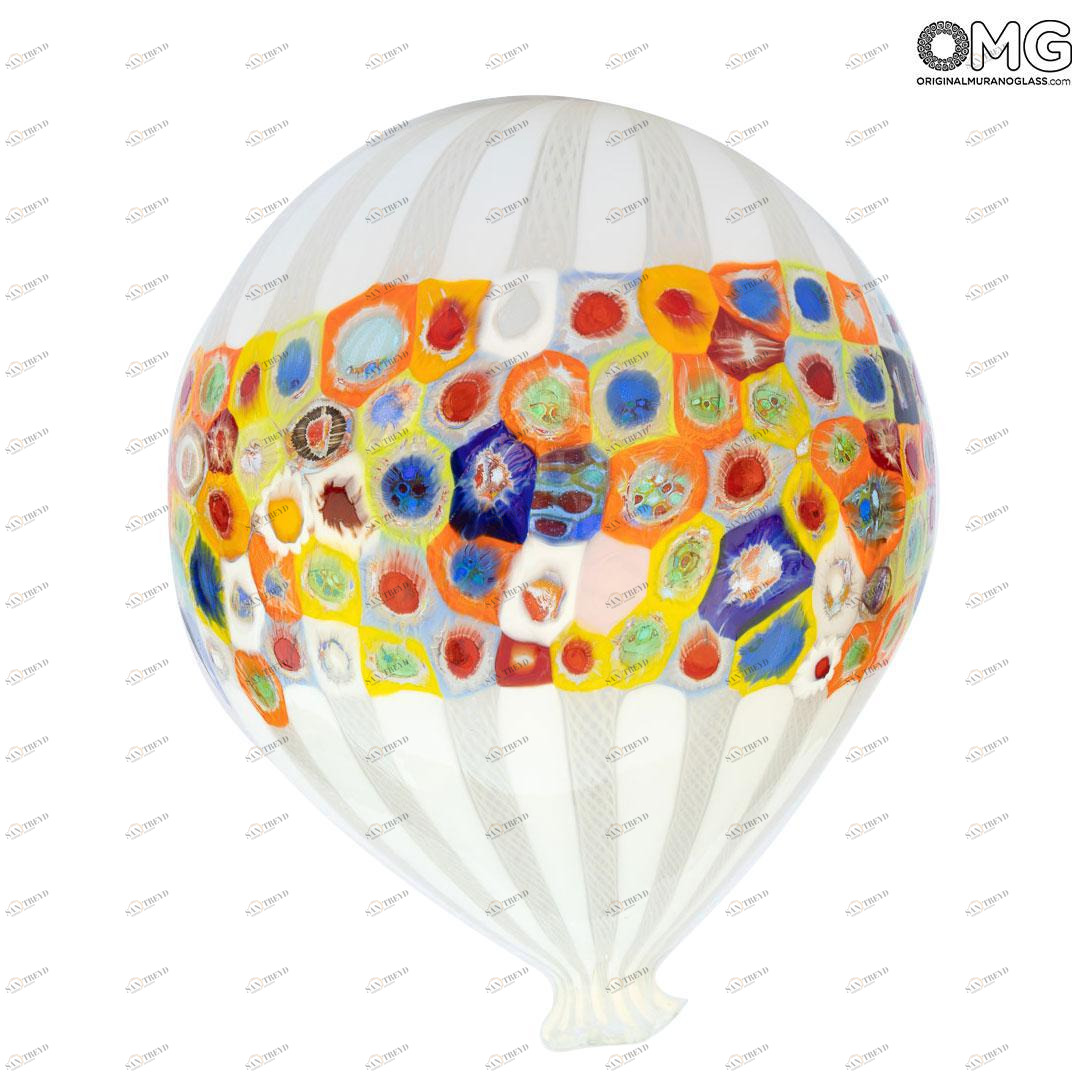 3431 ORIGINALMURANOGLASS Подвесной белый воздушный шар - муранское стекло OMG 20 см 