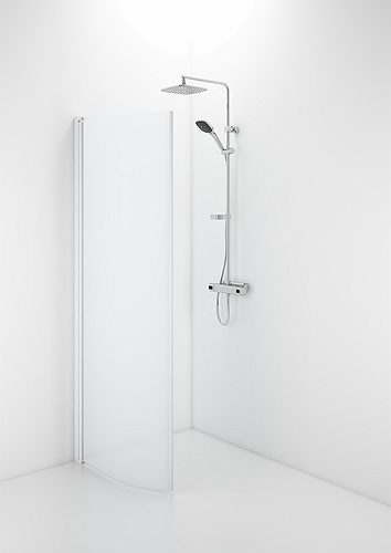 58800082 Гнутая дверь IFO Space SBVF, белые лакированные профили, матовое стекло с профилем ручки, SBVF 800