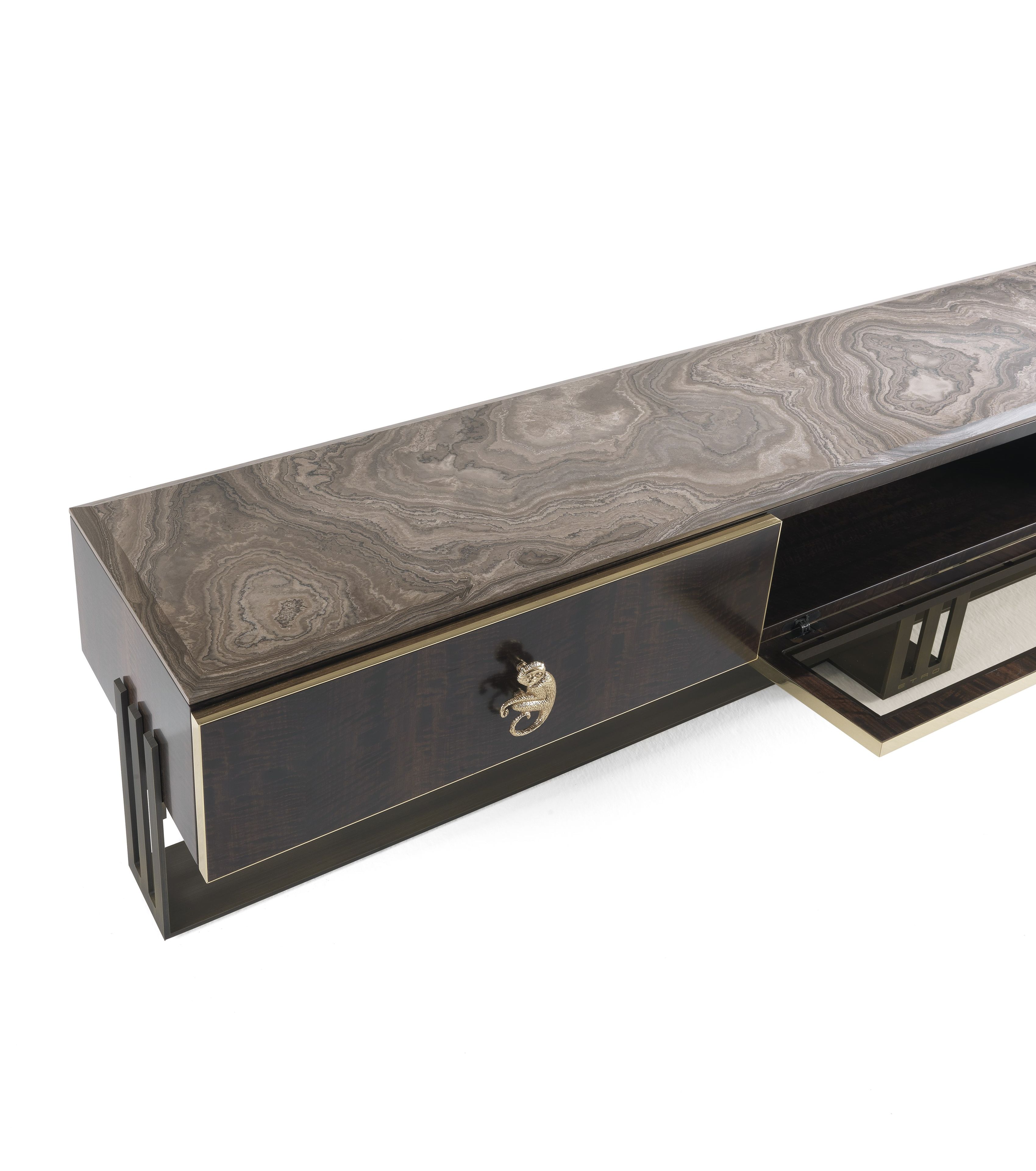 Эвкалиптовый низкий ТВ-шкаф с ящиками ETRO Home Interiors Klee ARCH-00065391 - Вид №2