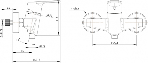 Смеситель для ванной комнаты для душа LINE F95299C-1 bravat - Вид №2