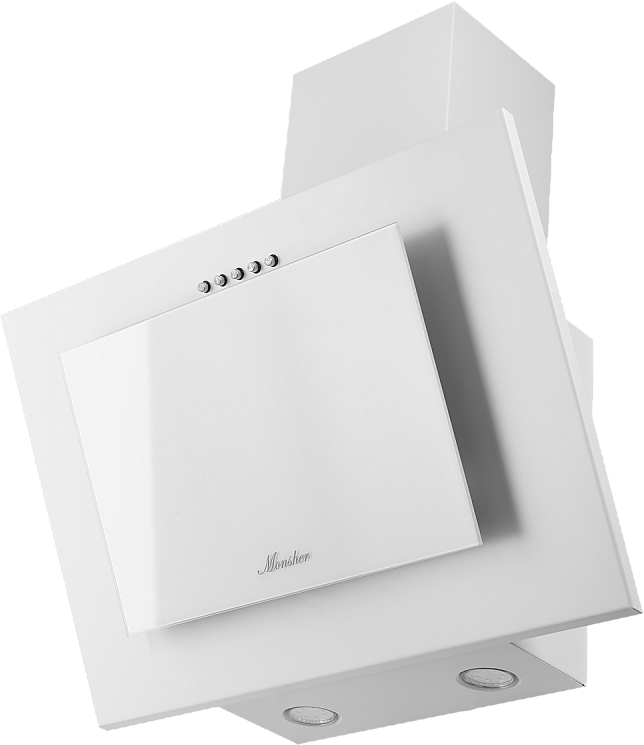 TEXNO 60 W Наклонная вытяжка, ширина 60 см, отвод/рециркуляция, 650 м3/час, механическое кнопочное управление, 3 скорости, светодиодное освещение 2*3 вт, металлические жироулавливающие фильтры, угольный фильтр (опция), цвет: белый Monsher Santreyd  - Вид №1