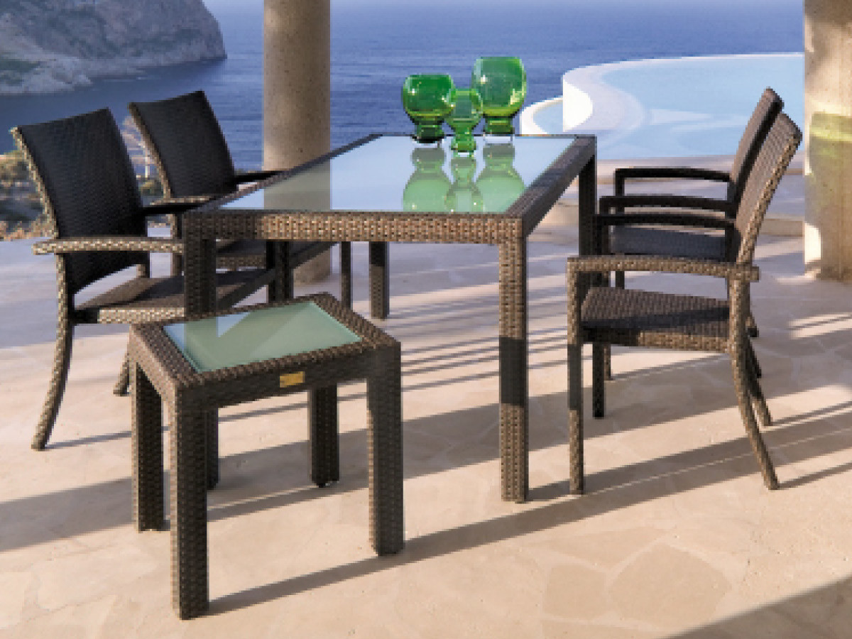 68.00.0108 Стол Bellini Mocca - стеклянная столешница - 90 x 90 Mbm  - Вид №1