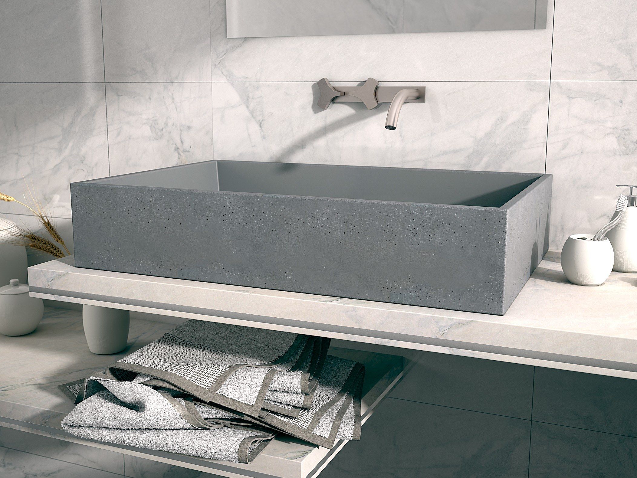 Бетонный прямоугольный умывальник с одной столешницей URBI et ORBI IMMISSIO 70 ARCH-00098530 - Вид №1