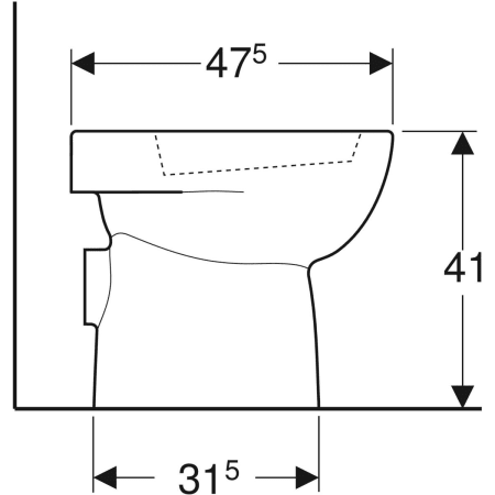 213010000 Напольный унитаз вертикальный смыв Geberit Renova, горизонтальный выпуск, полузакрытая форма Geberit  - Вид №4