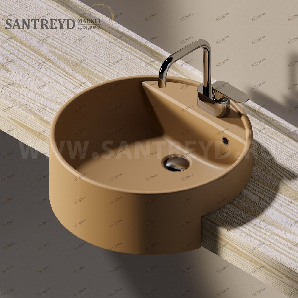 5054.9004 Полувстраиваемая раковина консольная 50 см коричневая Flaminia Twin Ceramica Flaminia 50549004