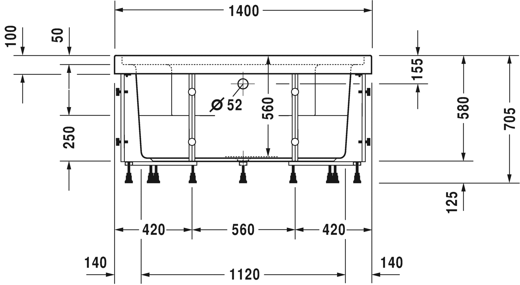 760402..0JS1000 Ванна гидромассажная Blue Moon #760402 1400 x 1400 мм Белый Alpin Duravit - Вид №2
