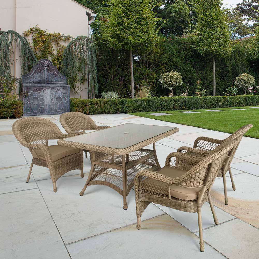 T130Bg/Y130Bg-150x90 Beige/Beige 4Pcs Комплект плетеной мебели Afina 