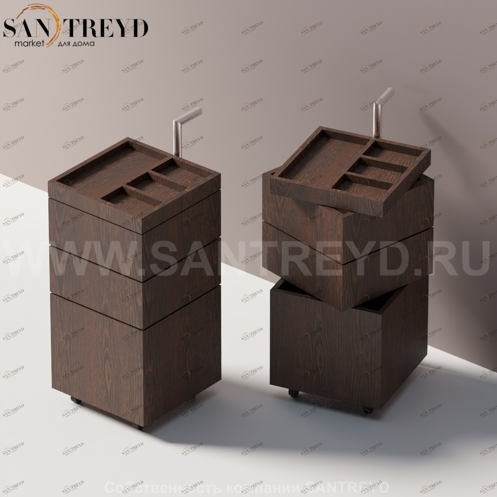 O.J.C. Тумба на роликах из коричневого дуба ACOM0500NRU Agape 