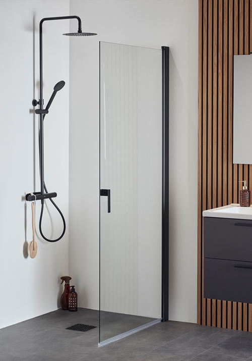 1450316 Душевная Дверь Igloo Pro Straight 90 Clear Glass Black Hafa Прозрачный 