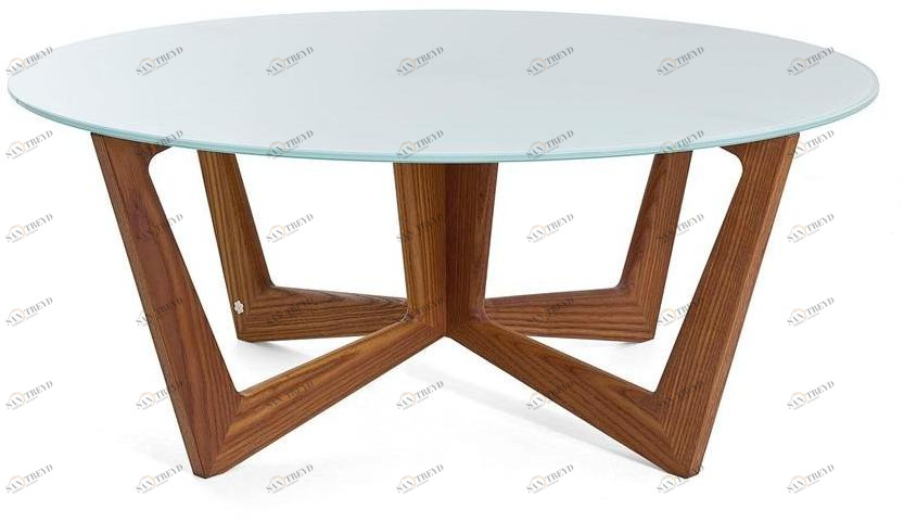 KARN Круглый журнальный столик из массива дерева и стекла Karn design Kt80
