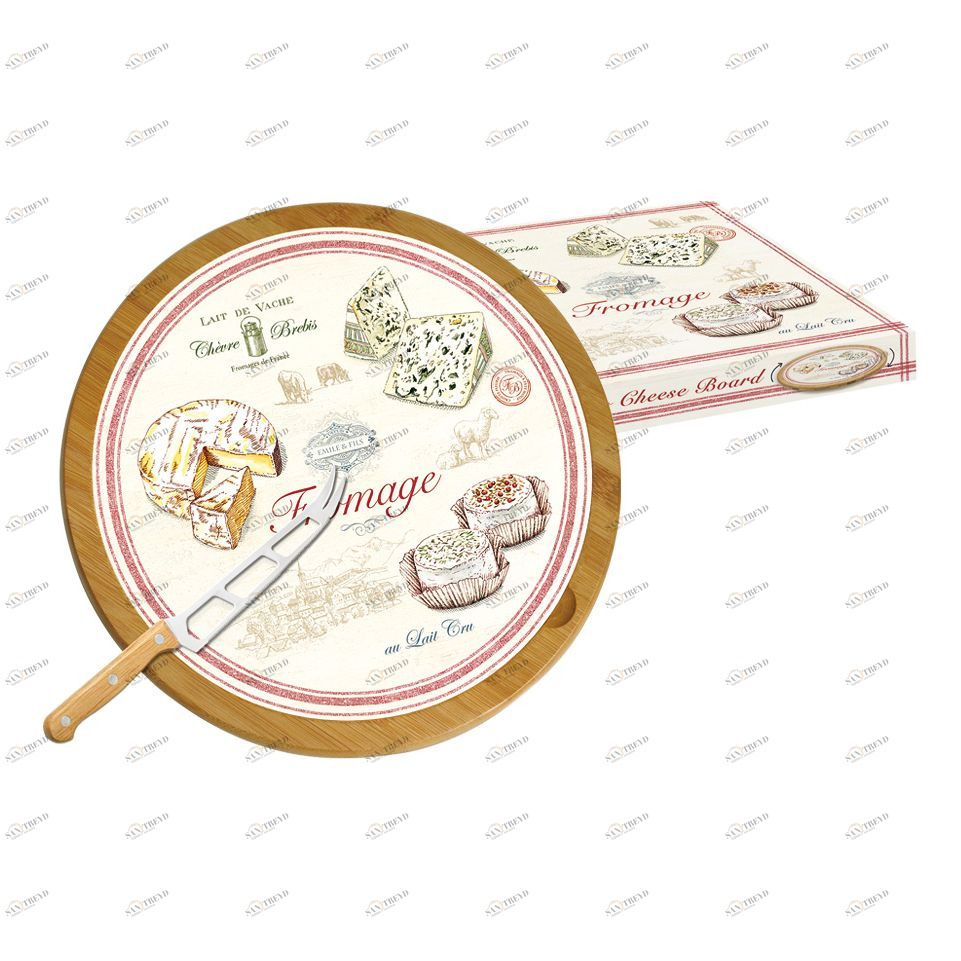 Вращающееся блюдо стеклянное для сыра 32 см бежевое Fromage EASY LIFE FROMAGE 00-3946972 Бежевый 