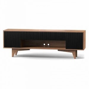 Тумба под телевизор с ящиками темная с рисунком на фасадах "Полоска" Telly BRAGIN DESIGN  256458 Черный