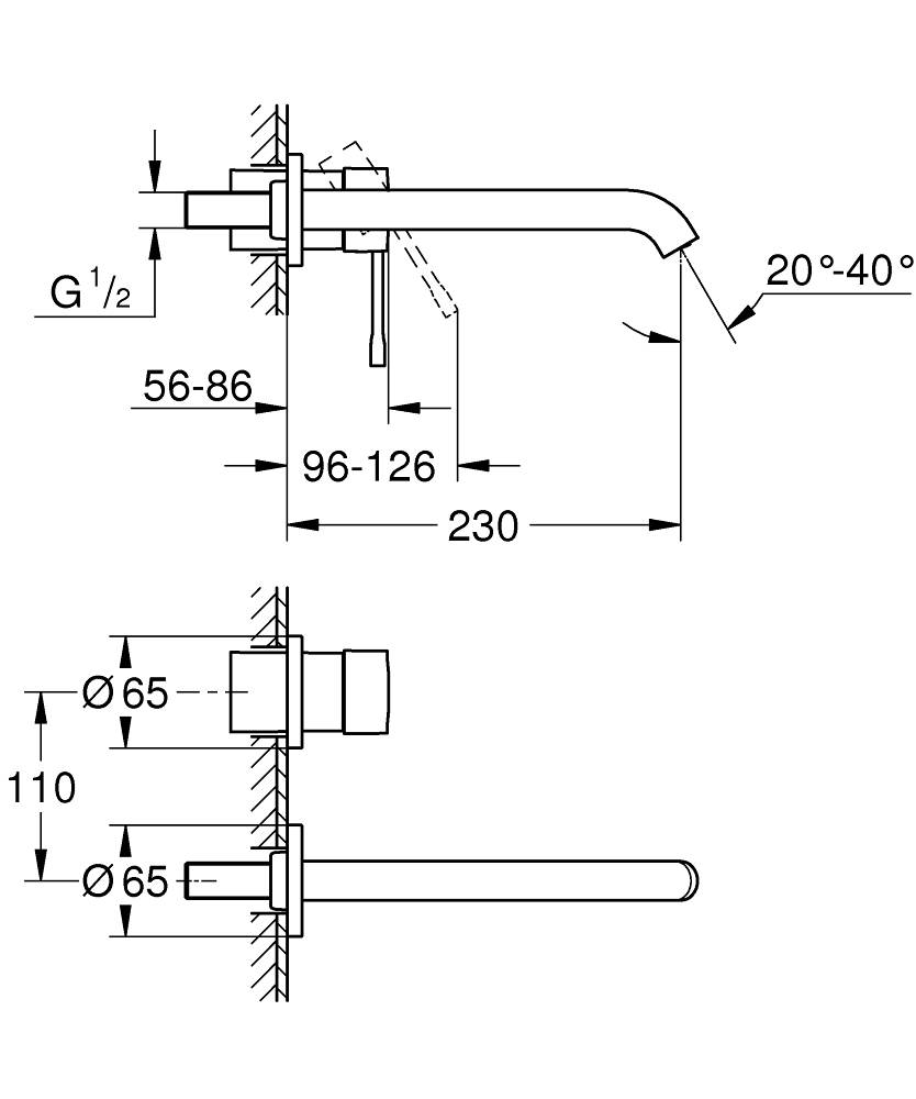 Смеситель для раковины GROHE Essence New на 2 отверстия, теплый закат матовый (19967DL1) - Вид №1