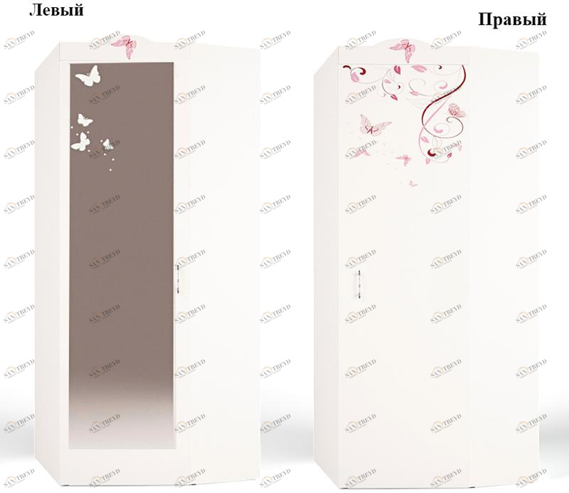 Шкаф угловой ABC-KING Фея с зеркалом (левый) и со стразами Сваровски 4631147959706