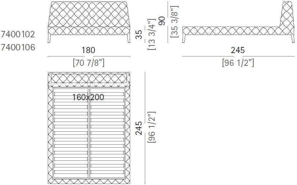 Arketipo Двуспальная кровать с тафтинговым изголовьем Windsor sun-id-1505114 - Вид №6