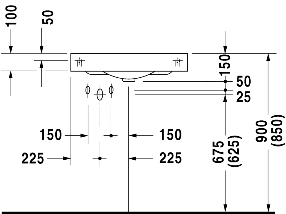 0448450000 Подвесная раковина настенная овальная Duravit Architec - Вид №2