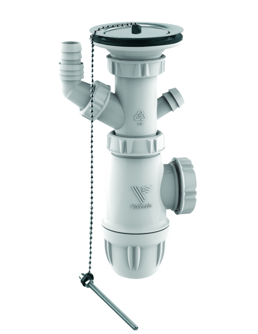 753000 000 00  Полный комплект для мойки с 1 чашей без перелива, диам. 60 мм, нержавеющая сталь, сертифицировано NF Valentin Сталь 