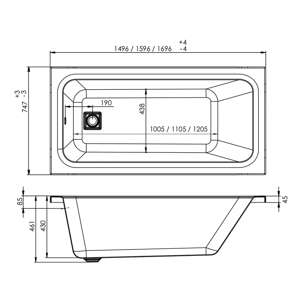 Акриловая ванна Sensea Remix 150×75 см для пристенной установки 82279911 STLM-0023937 - Вид №7