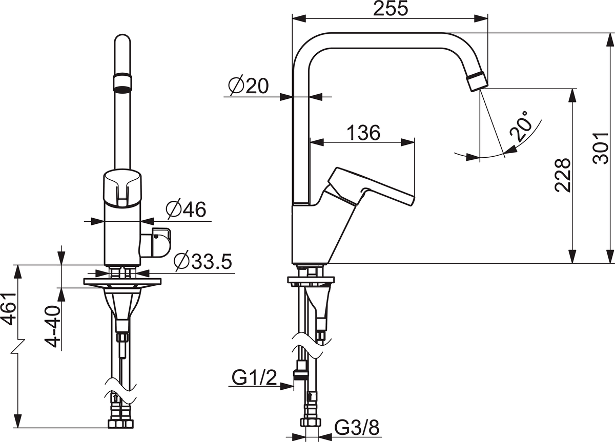 Oras 3934FH Смеситель для кухни с клапаном 3934FH Saga Style Хром  - Вид №1