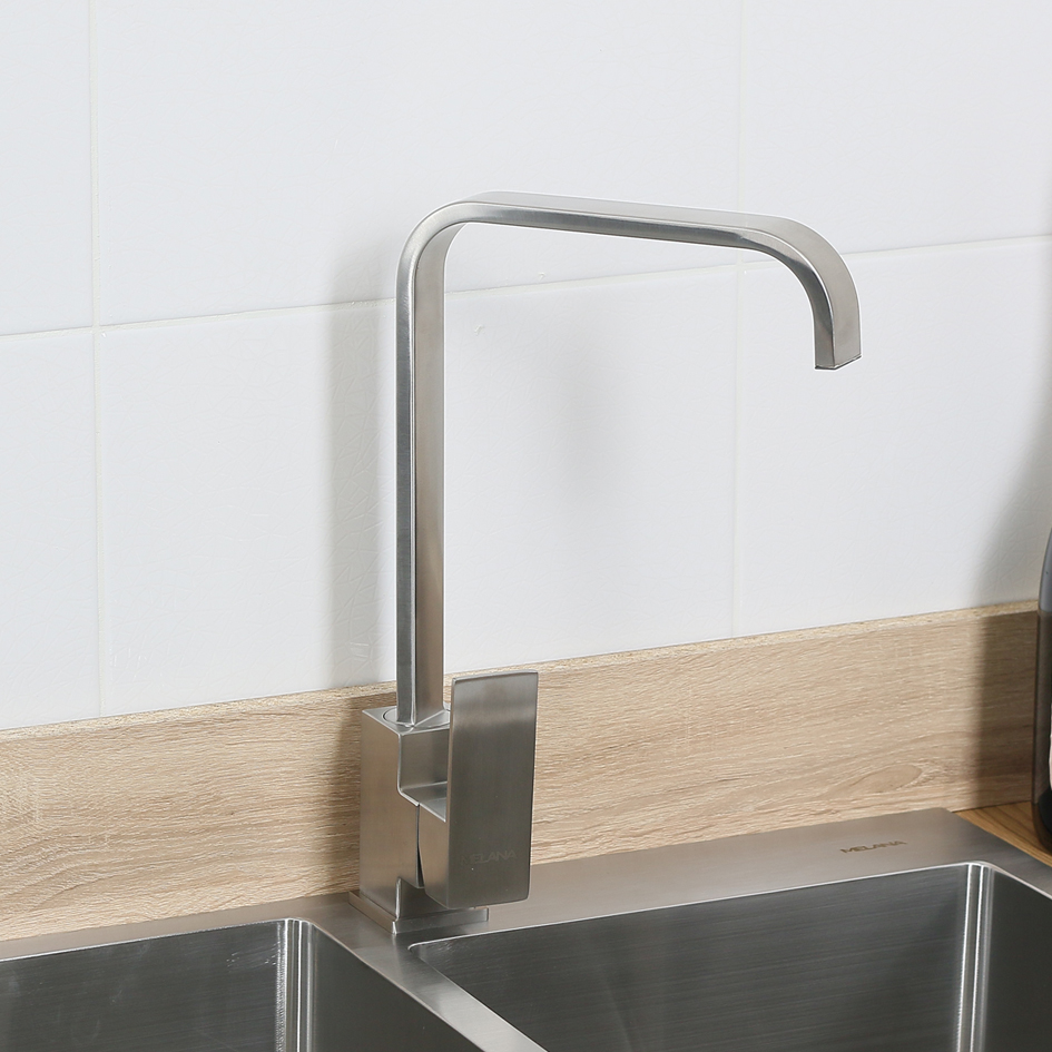 Смеситель д/кухни MELANA-F8113 нерж.сталь, однорычажный, сатин, высокий излив 