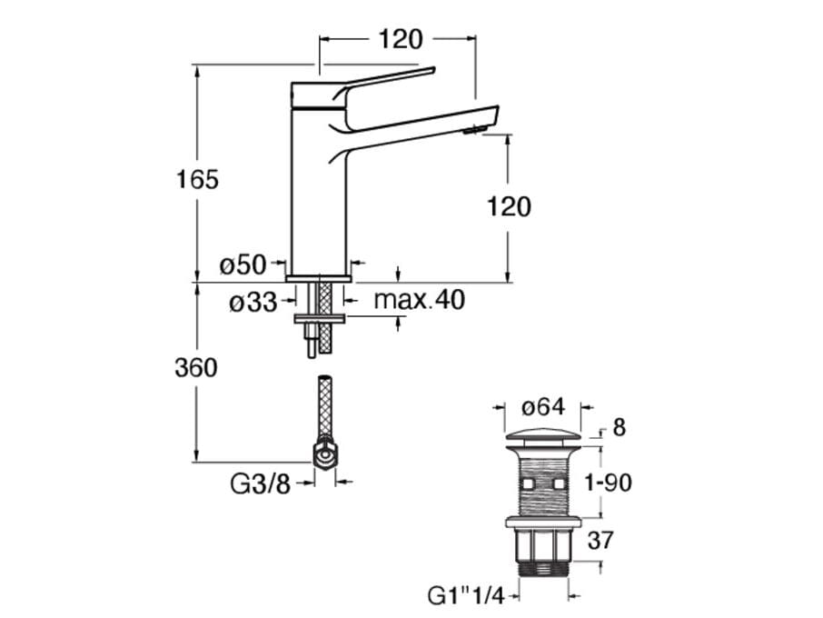 Однорычажный смеситель для раковины CRISTINA Rubinetterie Elevation ARCH-00054198 - Вид №2