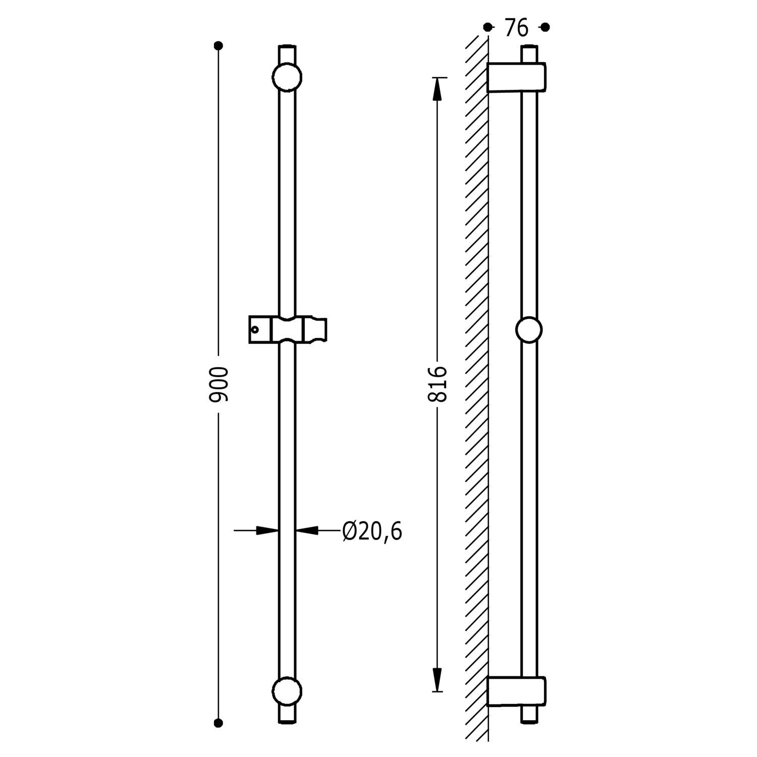 Раздвижная душевая планка-161838 TRES Showers - Вид №1