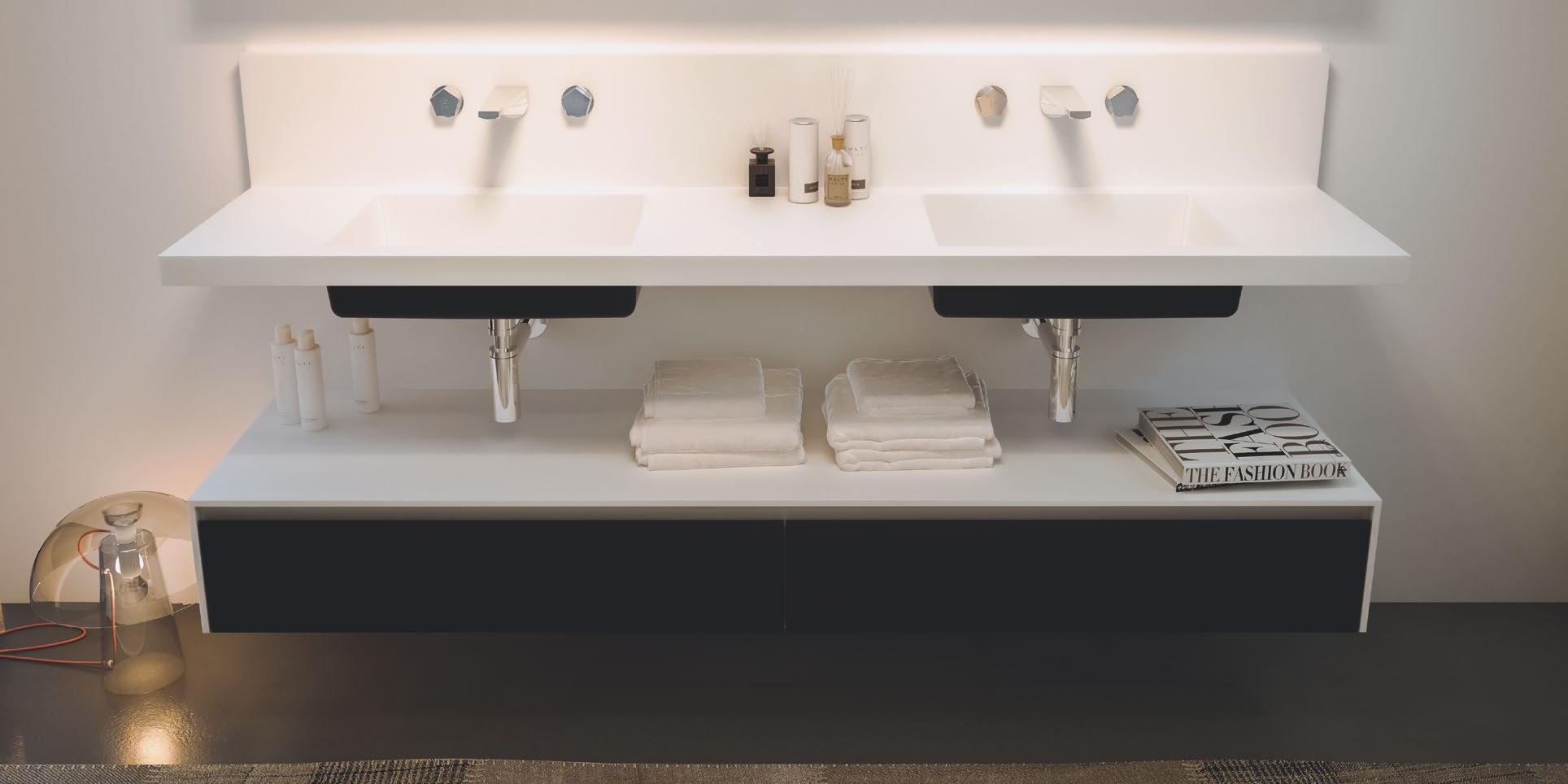 Moma Design Тумба подвесная с 2 ящиками 1800 Slimline2 250 черная SLY21150LO - Вид №1