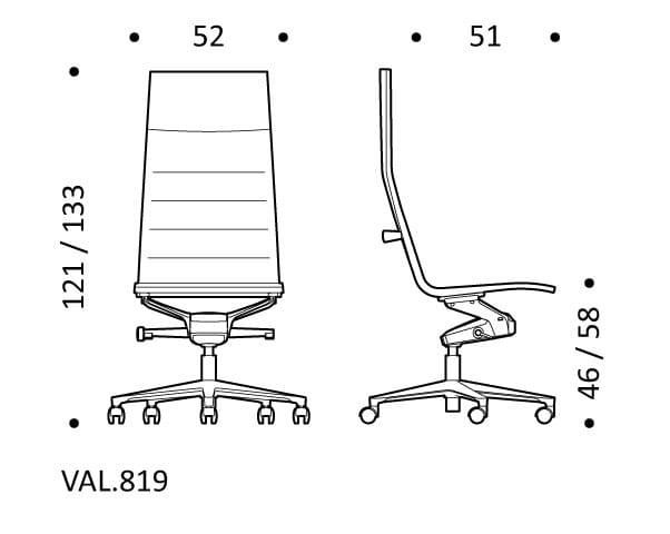 5-спицевое вращающееся офисное кресло с тканевыми колесами ICF Valea ARCH-00111459 - Вид №13