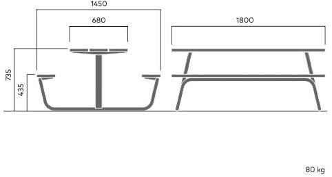 VESTRE Стол для пикника из стали и дерева со встроенными скамейками Berg sun-id-1378211 - Вид №4
