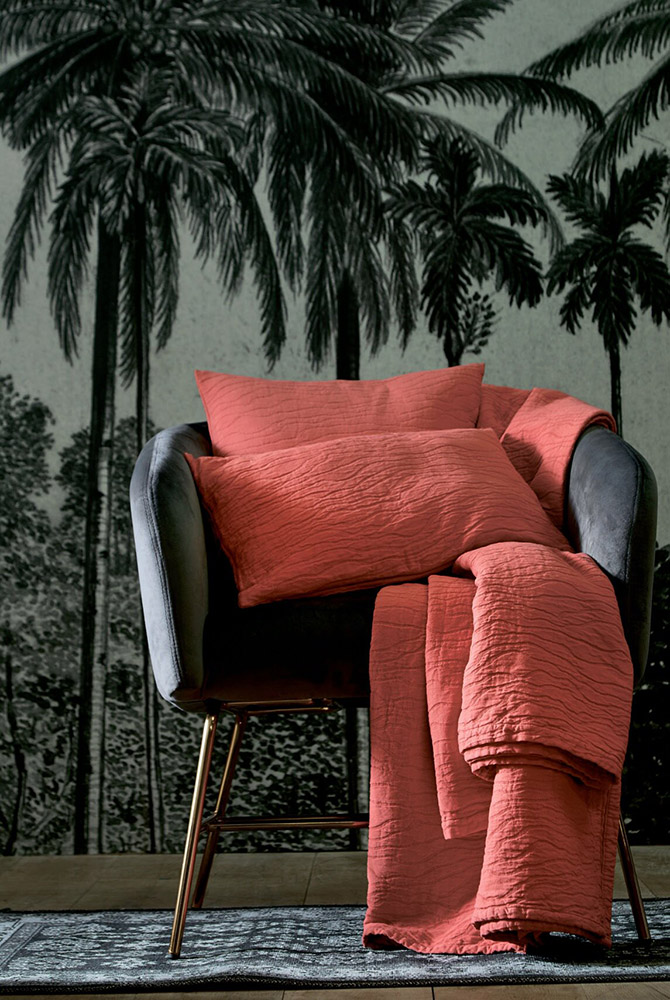 RACINES_CU_180 покрывало 180/260 оранжевый хлопок пике Blanc des Vosges Santreyd 