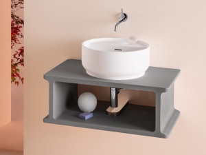 Одиночный подвесной умывальник из ясеня