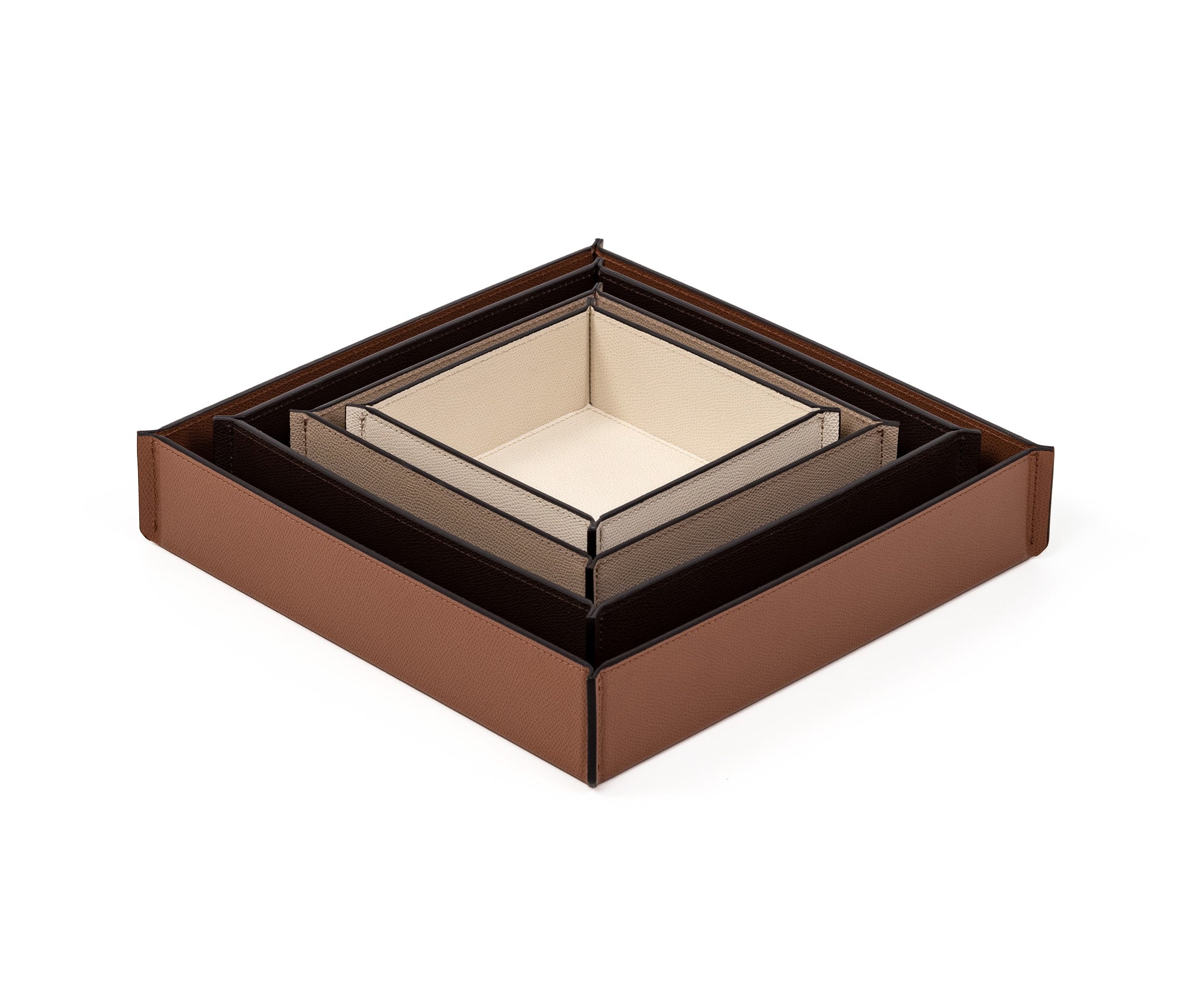 Leslie Valet Поднос - 30X30XH6 см / плетеная кожа_серо-коричневый Pinetti 00.1883.061.0 - Вид №5