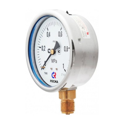 TM-520P.0406 Манометр TM520P из нержавеющей стали с нижним подключением Valtec 1/2", 0-6 бар  - Вид №1