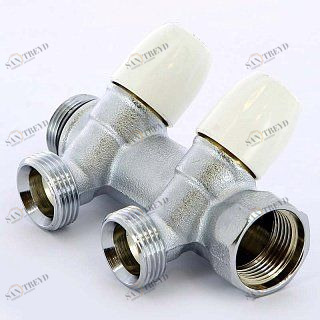 Коллектор НВ 3/4' MAXIMA с вентилями усиленный хромированный TIEMME 2 выхода 3/4'ЕК 50мм 1860026