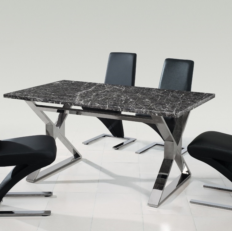 Обеденный стол прямоугольный с темно-серым искусственным мрамором 150 см Dormitorio ДОМАШНЯЯ ОБСТАНОВКА SKY 045161 Серый;хром Santreyd - Вид №5