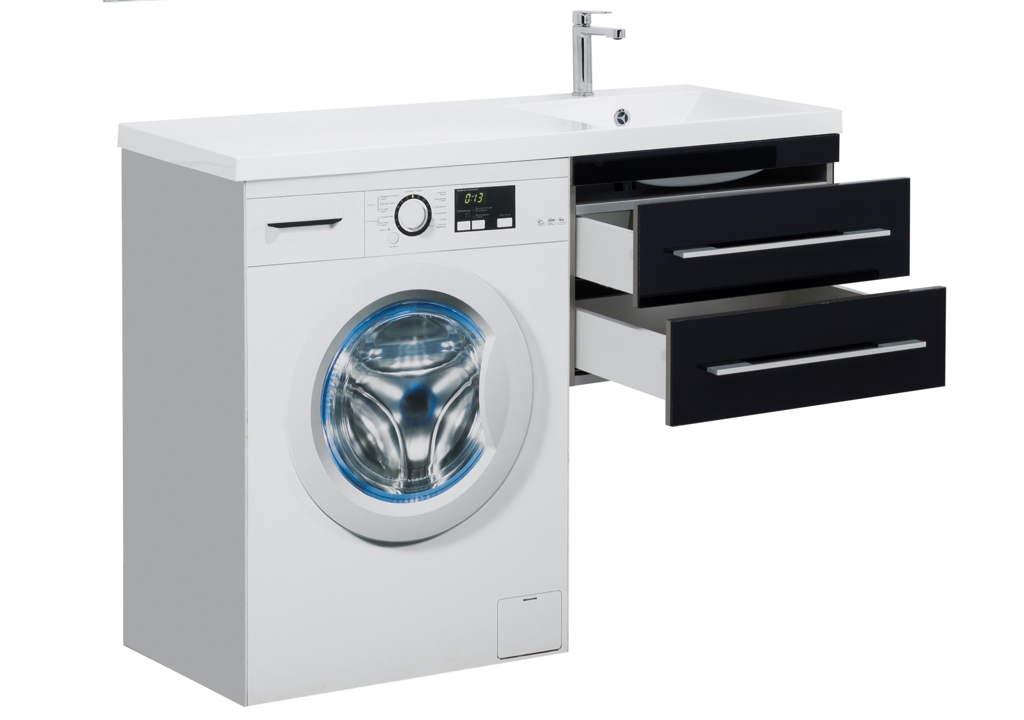 Тумба с раковиной Aquanet Верона 120 R черный (подвесная, 2 ящика) 0018017500239568 - Вид №1