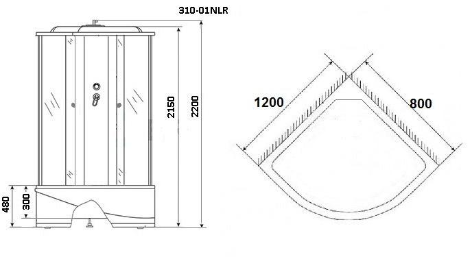 Душевая кабина NG-310-01LN (1200х800х2200) высокий поддон(48см) стекло МОЗАИКА Niagara Ultra 3100154LN - Вид №1