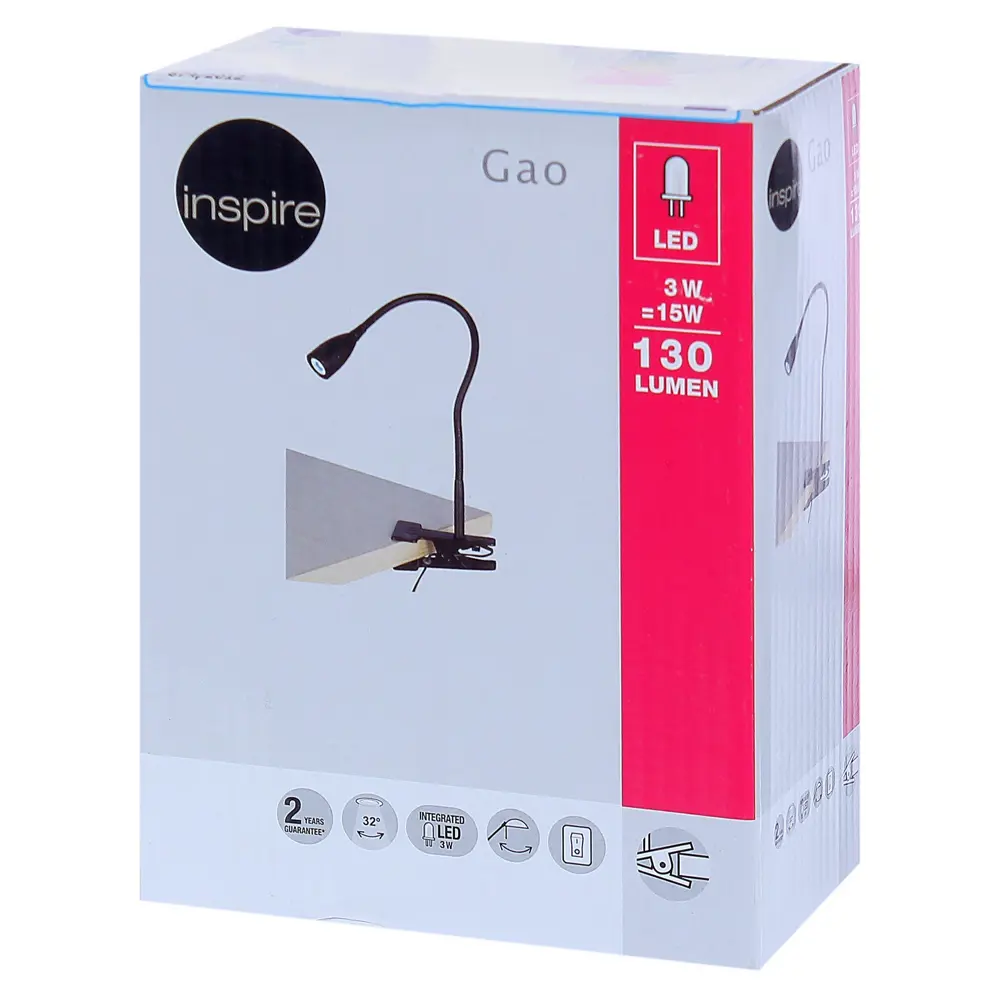 Рабочая лампа настольная светодиодная Gao, цвет чёрный INSPIRE STLM-2004541 - Вид №4