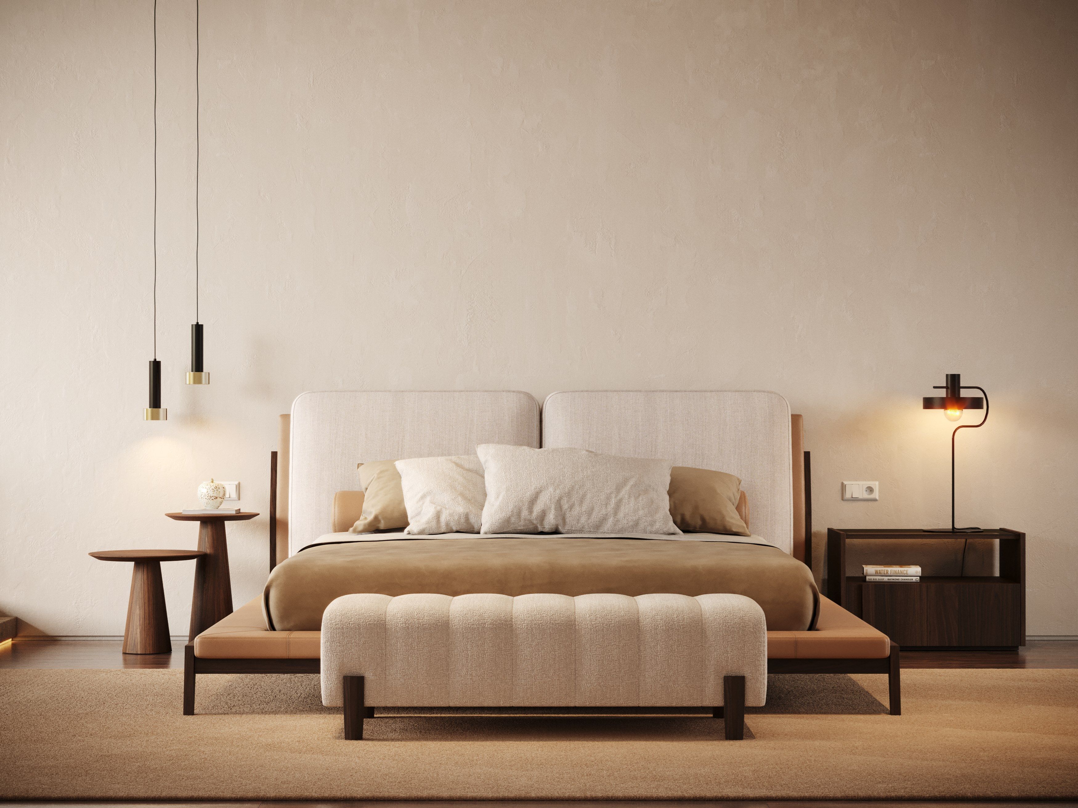 Двуспальная кровать из верблюда с мягким изголовьем Stylish Club Milos ARCH-00047409 - Вид №9