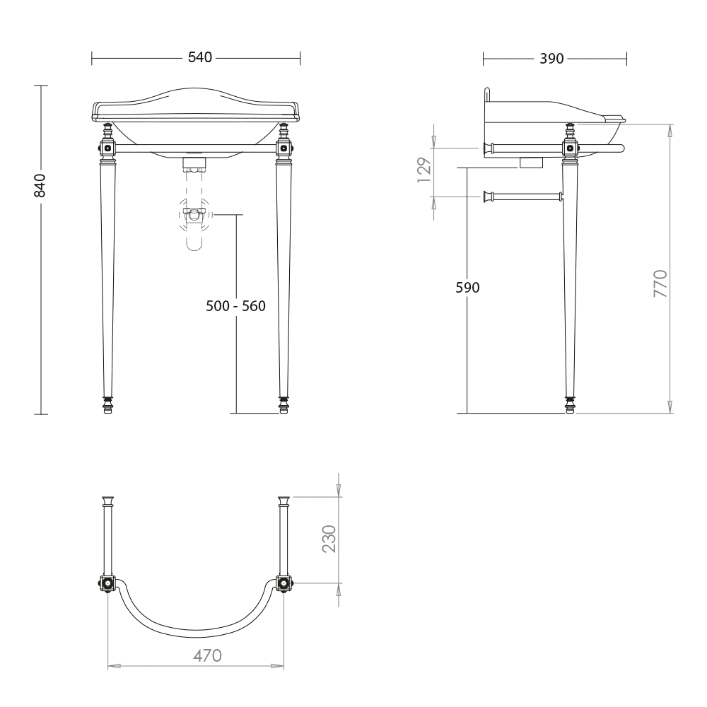 IMSR126 Подставка для умывальника Heyford Cloak с вешалкой для полотенец Heyford Imperial  - Вид №2