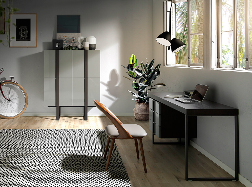 Стол рабочий письменный с тремя ящиками на металлических ножках коричневый от Angel Cerda ANGEL CERDA CP1706 00-3865557 Коричневый;серый  - Вид №2