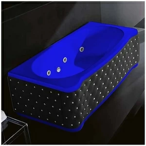 Ванна Gruppo treesse New Classic Young STD-V6747-DX-KCS-SI синяя с гидромассажем прямоугольная правая чёрная кожа кристаллы сваровски