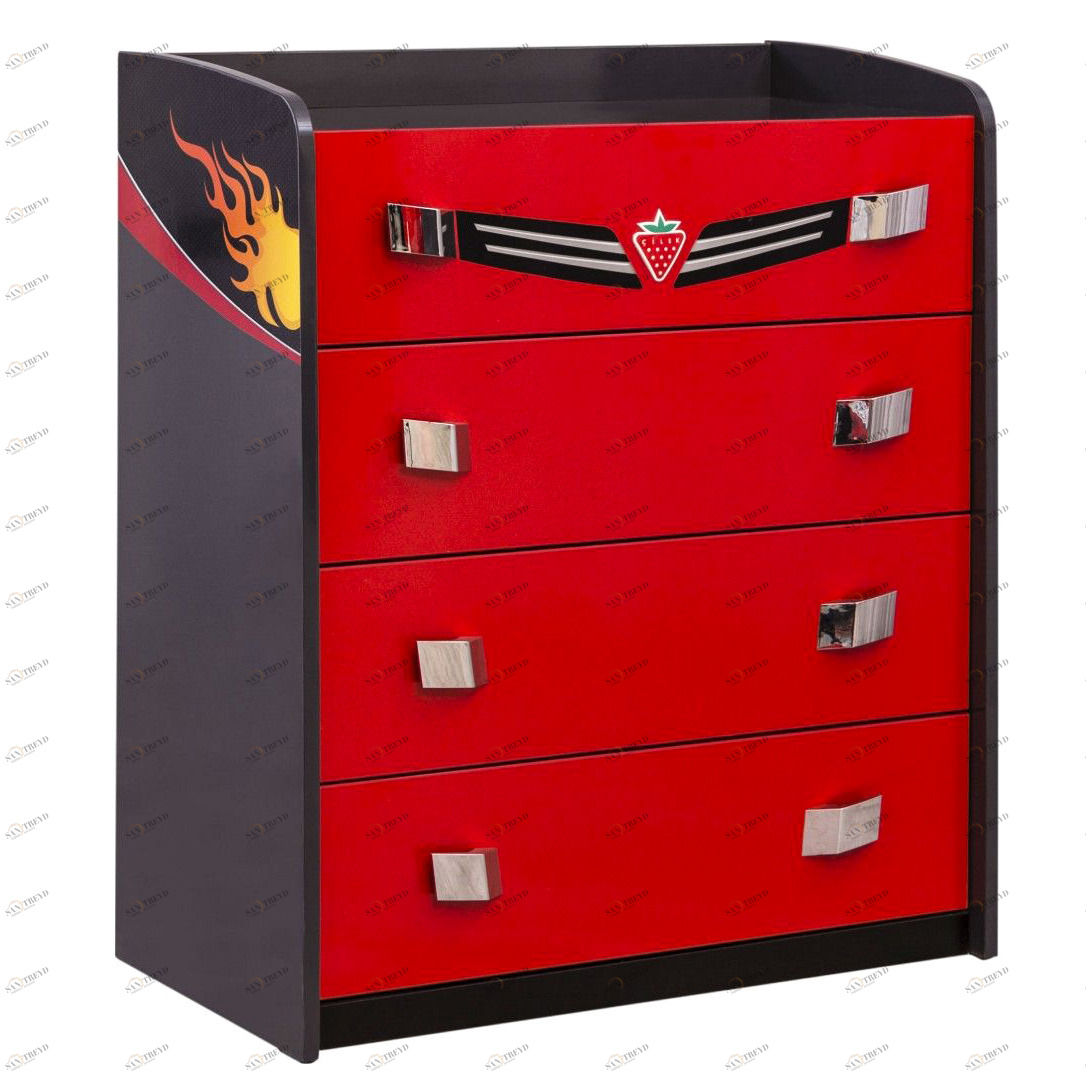 Комод детский красный с 4 ящиками Champion Racer CILEK CHAMPION RACER 00-3832236 Черный;красный Santreyd 