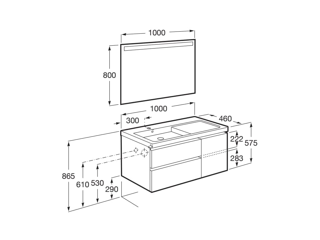 Деревянный подвесной шкаф для умывальника с выдвижными ящиками Roca The Gap ARCH-00133404 - Вид №27