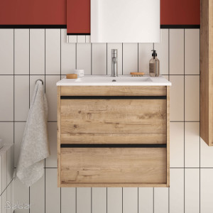 84939 SALGAR Мебель для умывальника ATTILA 600 2 ящика OSTIPPO OAK + Раковина Робл Остиппо
