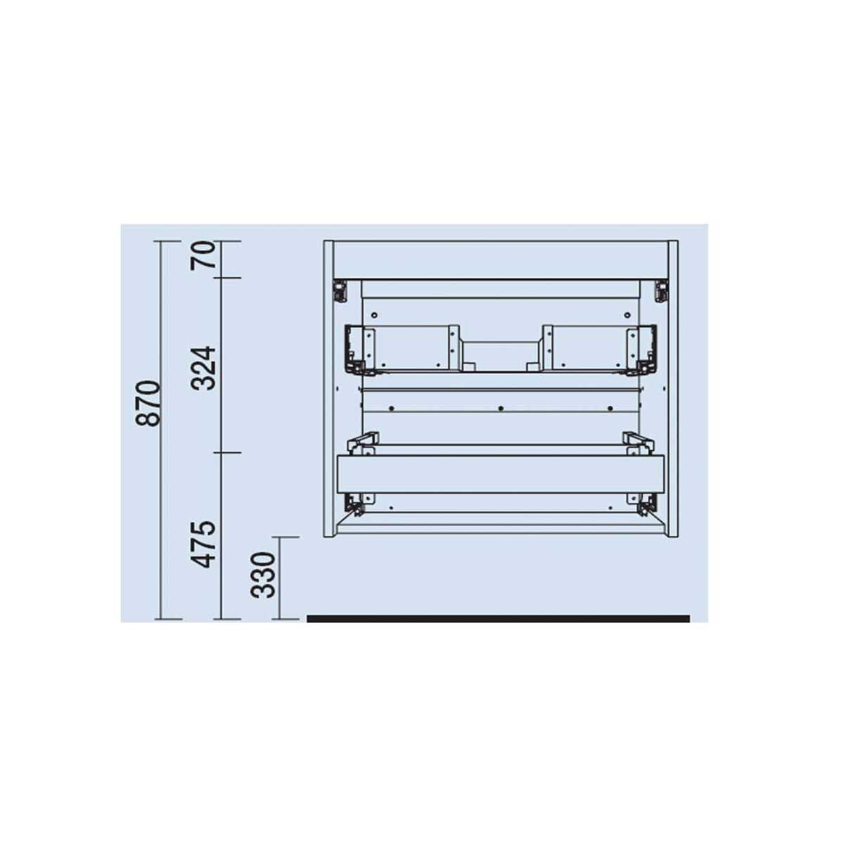 23891 SALGAR Мебель для умывальника SPIRIT 1200 2 металлических ящика GLOSS GREY 1194 x 540 x 450 мм Глянцевый серый - Вид №5