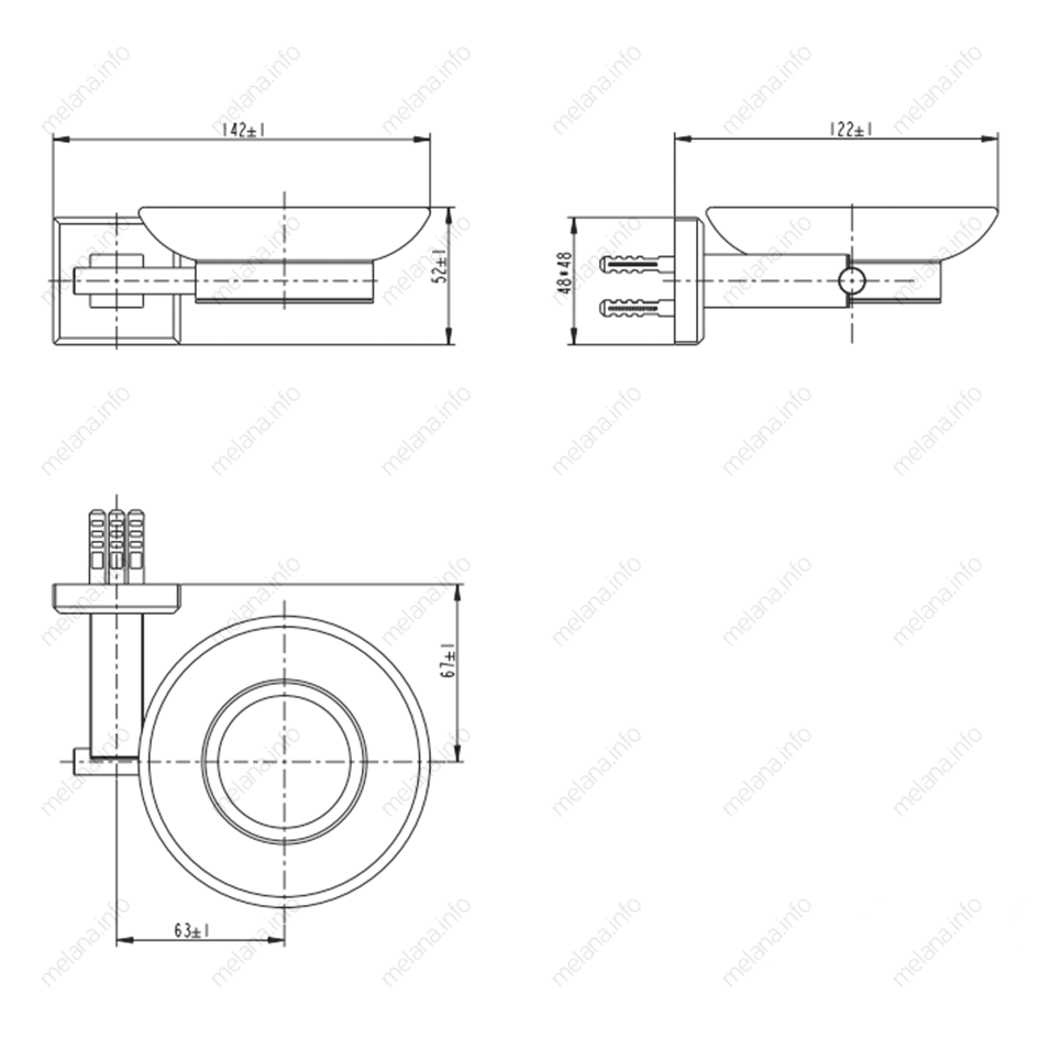 Мыльница стеклянная MELANA сатин хром MLN-862010-1 862 серия - Вид №1