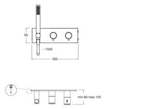 Термостатический однорычажный смеситель для душа с ручным душем CRISTINA Rubinetterie зеленый триколор ARCH-00086466 - Вид №2