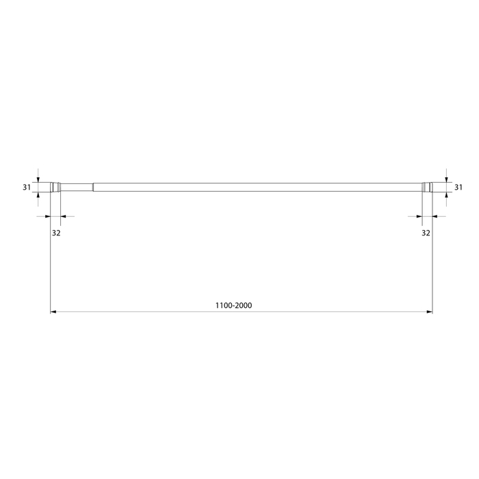 010A200M14 Карниз для ванной комнаты 110-200 см белый Milardo Easy - Вид №3