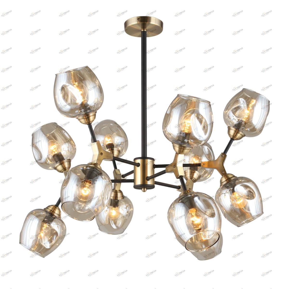 Потолочная люстра Omnilux Pozzallo OML-93407-12 OMNILUX ДИЗАЙНЕРСКИЕ, POZZALLO 328878 Бронза;прозрачный;коричневый 
